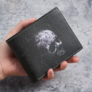 Bat Skull Short Wallet Unisex Retro Skull Print Coin Purse Men Women Daily Use Compact Soft Leather Card Holder Durable Design