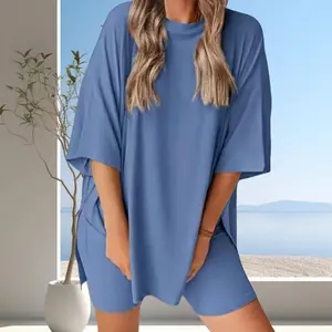 Breathable Shorts Tee Duo | Minimalist Two-Piece Set | Effortless Cotton Lounge Set | Summer-Ready Casual Outfit in Solid Colors |