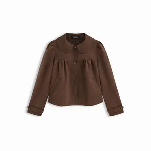 Cider Suede Peter Pan Collar Ruched Jacket