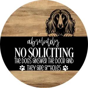 Afghan Hound Dog Door Hanger, No Soliciting Door Hanger, DCO-13755-DH, 18" Round Wood