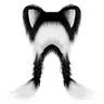 Plush Furry Animal Ear Hat with Braids – Cute Cosplay Winter Hat for Christmas Gifts, Holiday Parties and Festivals Props
