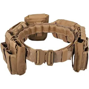 Men’s Tactical Battle Belts — Heavy-Duty Law Enforcement Airsoft Utility Belts with Pockets (Set of 7)