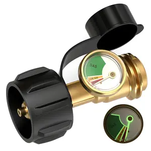 Propane Tank Gauge Level Indicator Leak Detector Gas Pressure Meter Universal for RV Camper, Cylinder, BBQ Gas Grill, Heater and More Appliances-Type 1 Connection, Propane Gas Tank Level Indicator