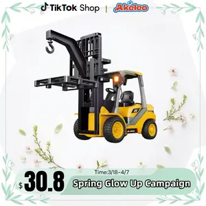 (Akeleo)1:18 Scale RC Forklift Toy - 2.4G Alloy RC Forklift with 9 functions, realistic sound and auto presentation, RC distance 30 meters, rechargeable battery - perfect for collectors and kids,Christmas gift