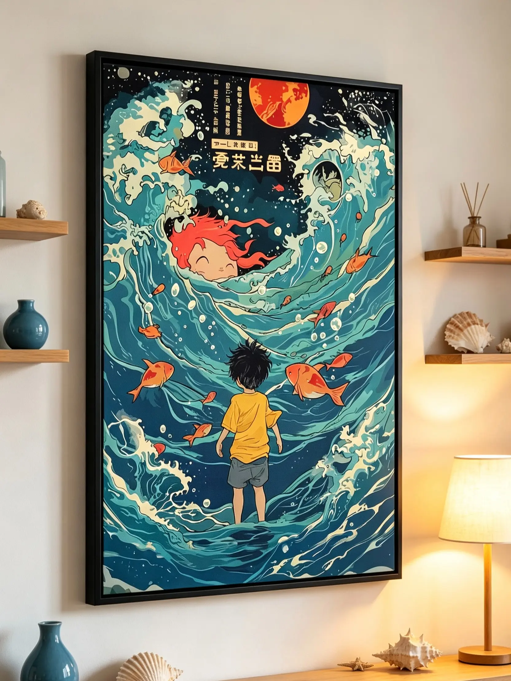 Studio Ghibli Ponyo Hayao Miyazaki Anime Canvas Poster - HD Movie Artwork Print, Japanese Wall Decor for Bedroom, Cute Gift for Anime Fans, Nostalgic Home Supplies