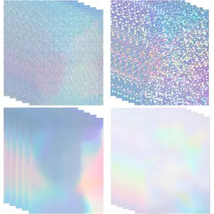 20 Sheets Holographic Sticker Paper for Inkjet & Laser Printer 8.5x11 inch Printable Vinyl Holographic Sticker Paper Self-Adhesive Waterproof -, Diamond, Rainbow, Dots, Transparent