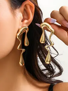 Artistic Gold Drip Dangle Earrings - Avant-Garde Stylish Jewelry for Women's Daily Wear, Party & Fashion Occasions, Trendy Jewelry, High Quality Earrings