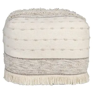 Ox Bay Striped Hand-Woven Cotton Ottoman Pouf
