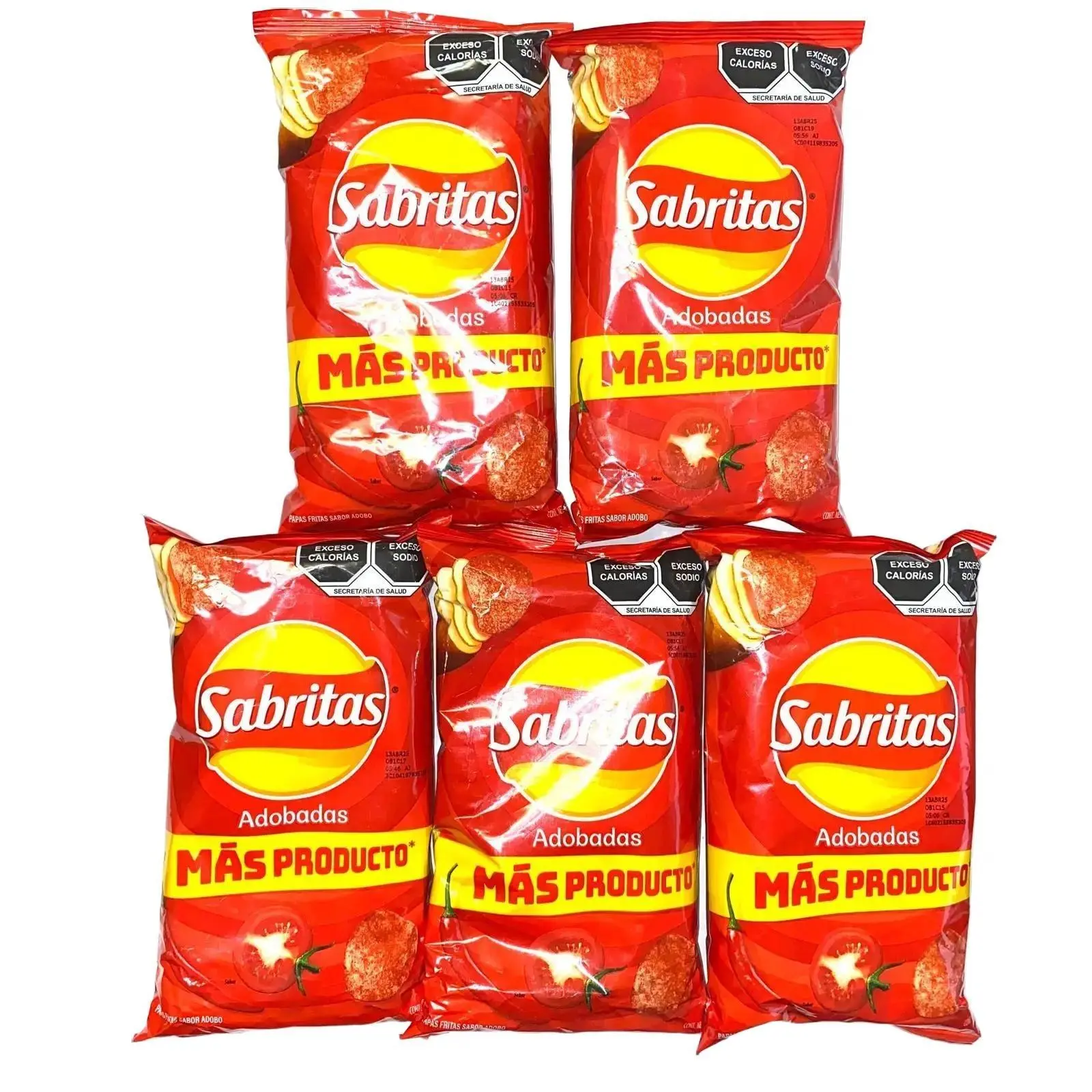 5 - PK Sabritas Adobada More Product More Flavor Crunch Snack Crunchy - 42 GRAMS PER BAG - SABRITAS MEXICANAS - PAPITAS MEXICANAS - MEXICAN CHIPS Crispy Potato