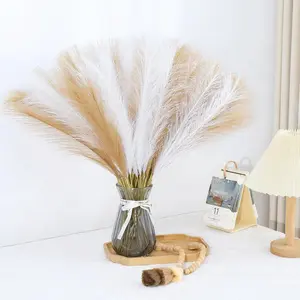 60 count Brown Pampas Grass Decor 21.7 Inch Faux Pampas Grass Bulk Artificial Dried  Small Vase Filler Pompas Grass.
