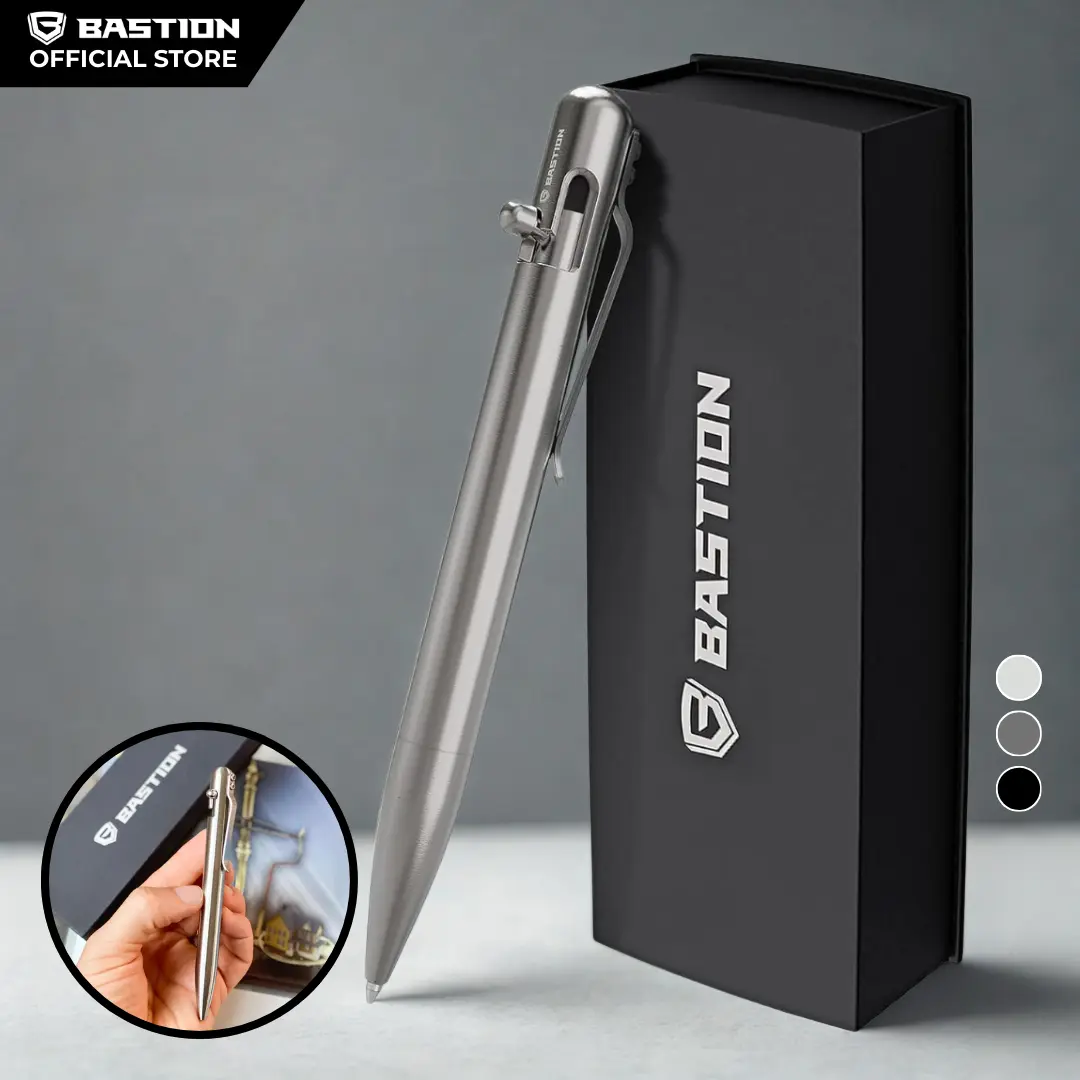 BASTION Titanium Bolt Action Pen - Durable Professional Ballpoint Pen with Fine Tip, EDC Pen, Ink Refillable, Luxury Pen