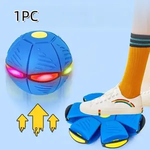 Stretchy Magic Flying Saucer Ball, Foot-Press Transforming Ball Toy, Indoor Outdoor Sports for Kids, Fun Play Equipment，Transformable Ball Disc Toy，Decompression Flying Flat Throw Disc Balls Toy for Childrens Outdoor Sports Kids Gift