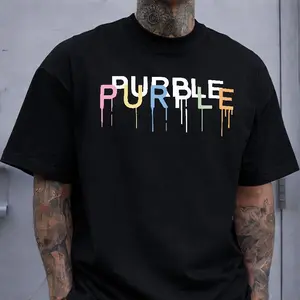 "Purble" Drip Typography Graphic Tee - Trendy Casual Short-Sleeve Top