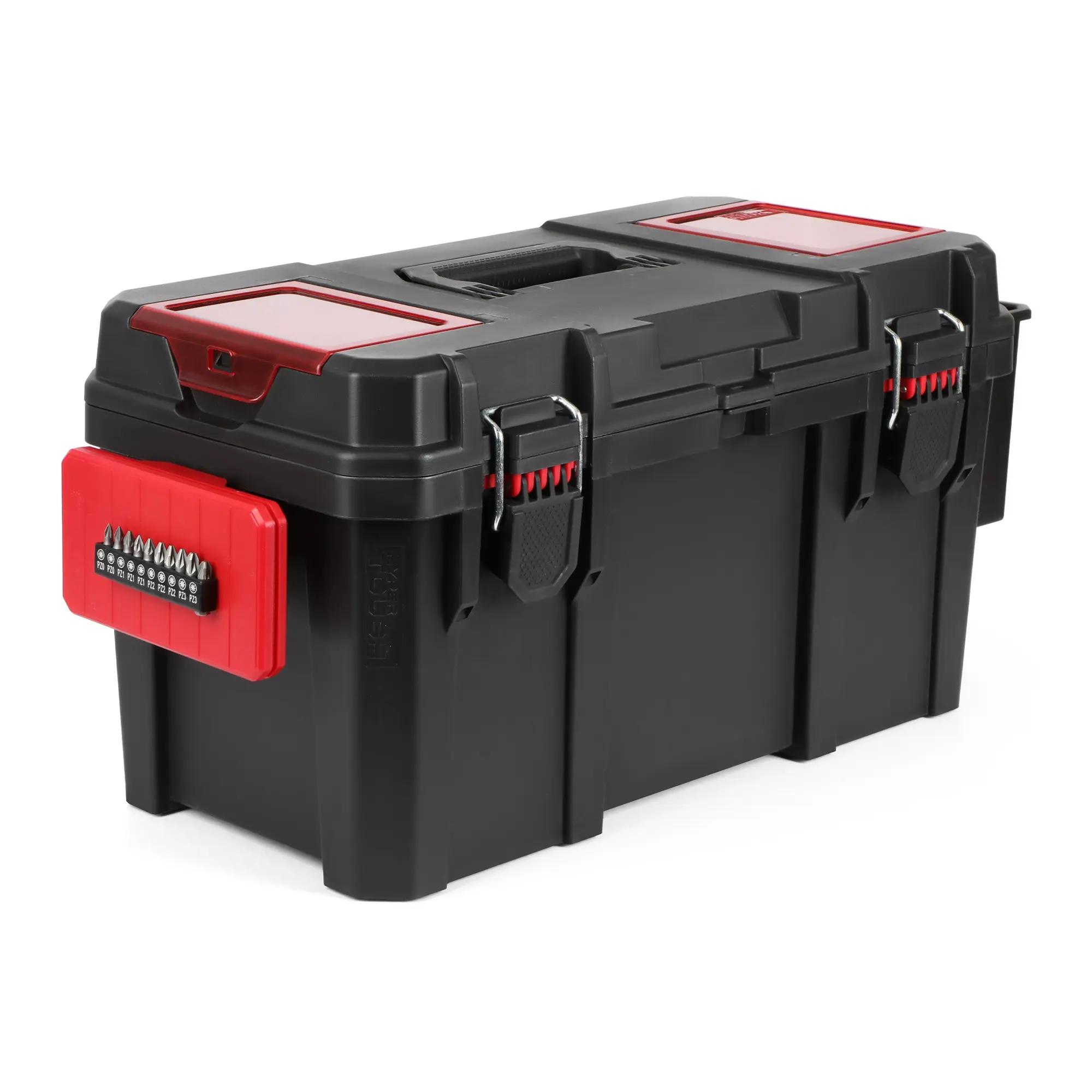 Hyper Tough 19-in Durable Toolbox, Heavy-Duty Resin Tool Organiser with Lid Compartments for Small Parts, Garage Storage, Tool Organisers