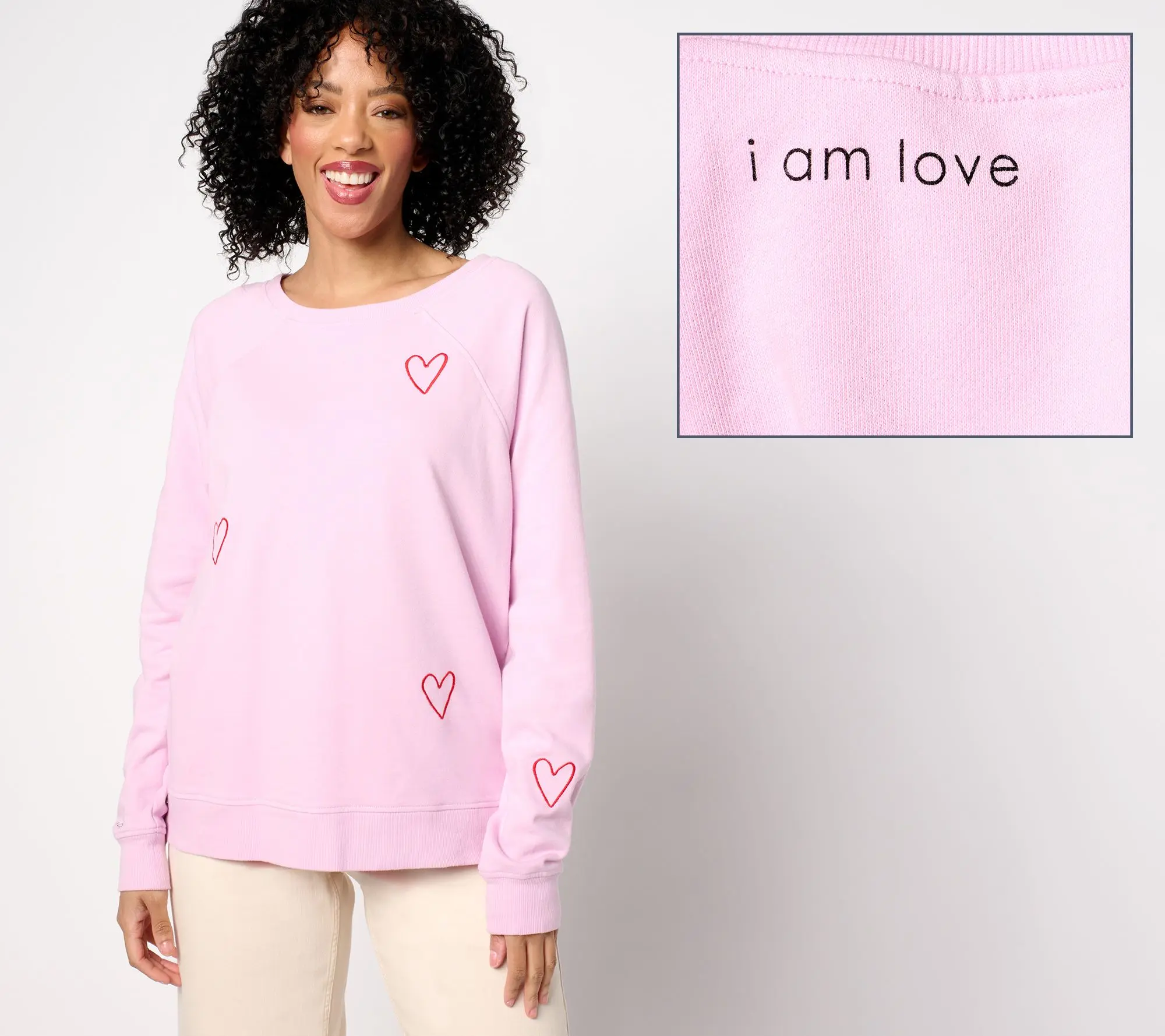 Peace Love World Embroidered French Terry Sweatshirt