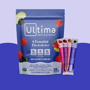 Ultima Replenisher Berry Bliss Daily Electrolyte Drink – 20 Sugar-Free Hydration Packets with 6 Key Electrolytes, Vitamin C & Zinc - Vegan, Keto & Non-GMO