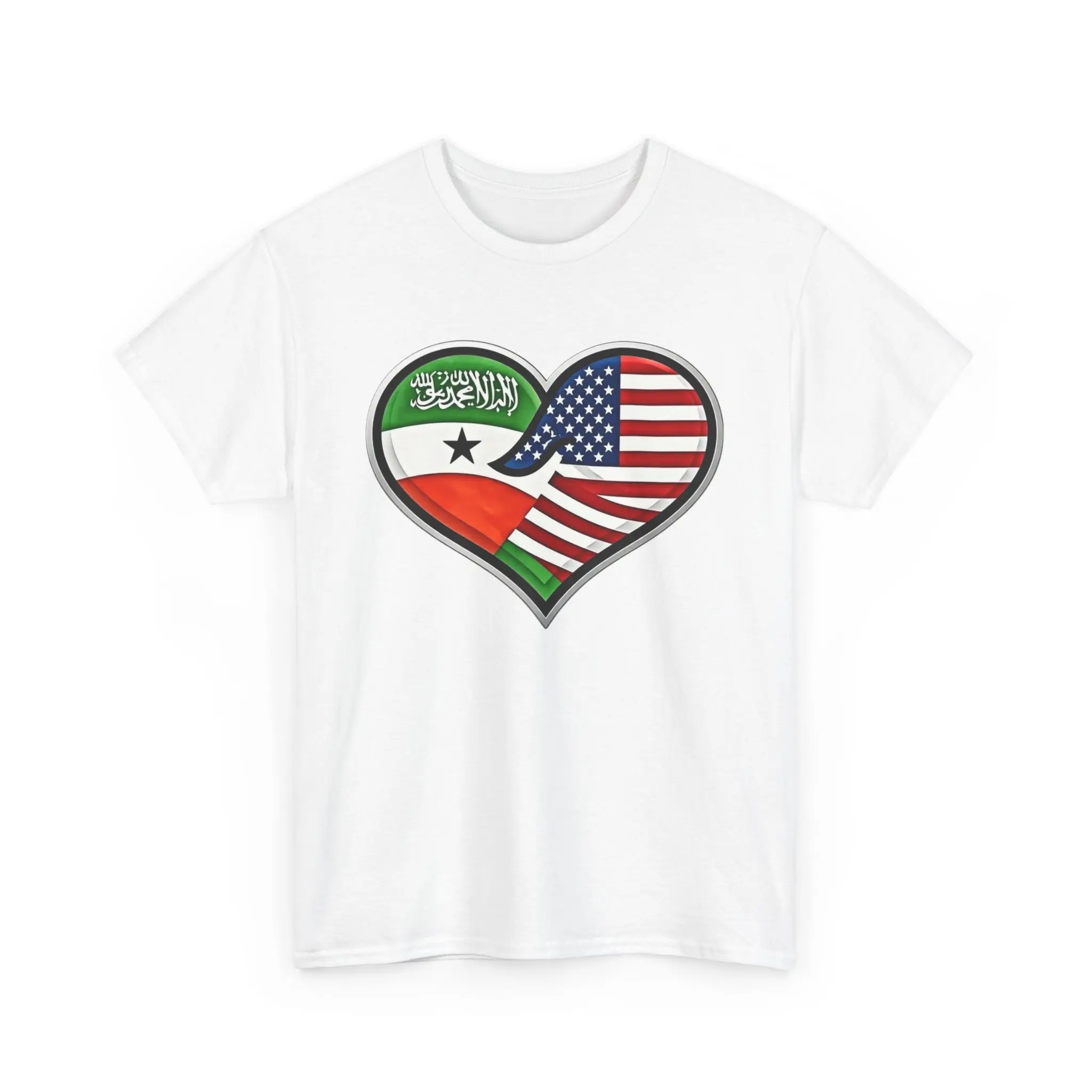 Somaliland and USA Heart Flag T-Shirt | Dual Flag Heart Tee