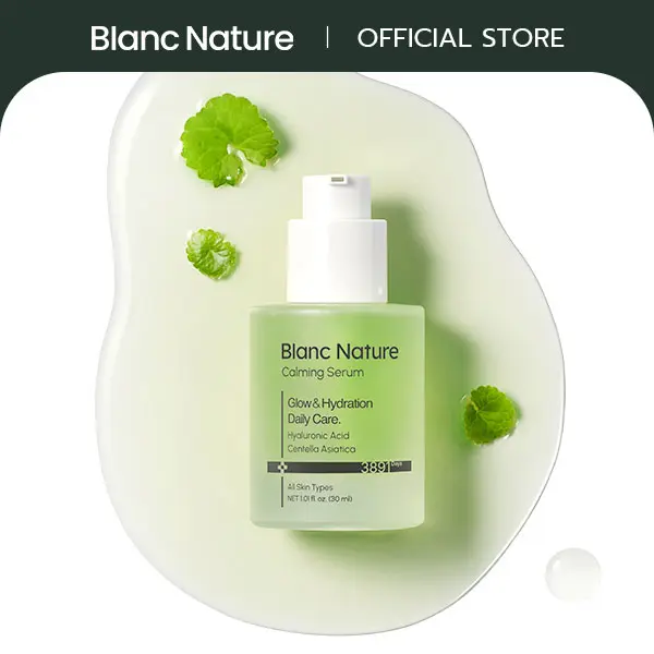 [Blanc Nature Official Shop] Calming Serum for Face, Soothing & Hydrating Facial Serum for Sensitive Skin, Lightweight Daily Care with Hyaluronic Acid, Centella Asiatica & Panthenol, Korean Skincare for Glass Skin, 1.01 fl oz