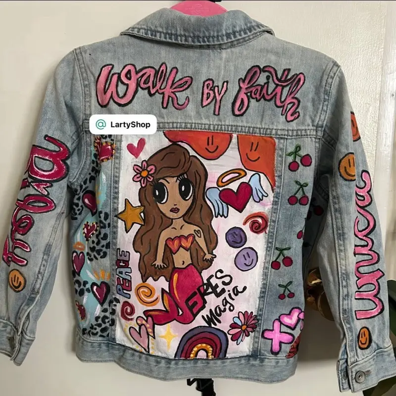 LartyShop Hand Painted Denim Jacket with Unique Designs All Sizes Available