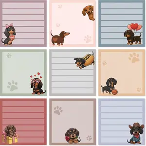 9 Pads of Dachshund Sticky Notes Set - Adorable 7.62X7.62 cm Notepads for Dog Lovers, Perfect for Office And School Supplies, Great Gifts for Women, Featuring Cartoon Wiener Dogs