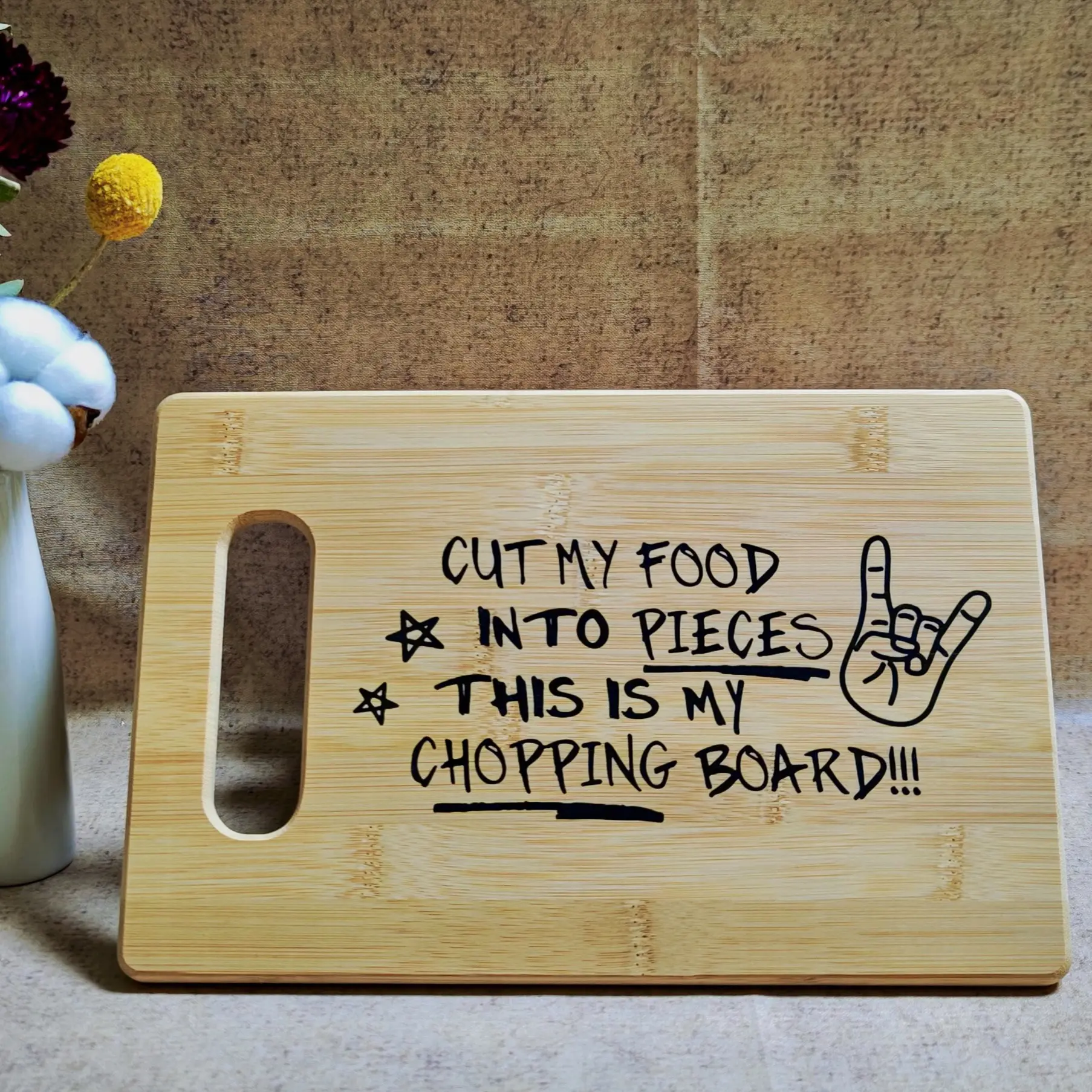Funny Wooden Cutting Board, Cooking Cutting Board, Laser Engraved Bamboo Chopping Block, Bamboo Chopping Boards, Durable Chopping Board, Humorous Kitchen Decor, Creative Housewarming Gift for Friends