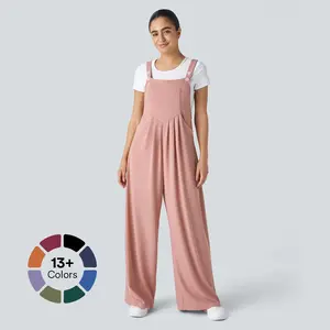 Halara Adjustable Strap Button Multiple Pockets Plicated Waffle Casual Overalls grey overalls girl#TikTokShopBacktoSchool