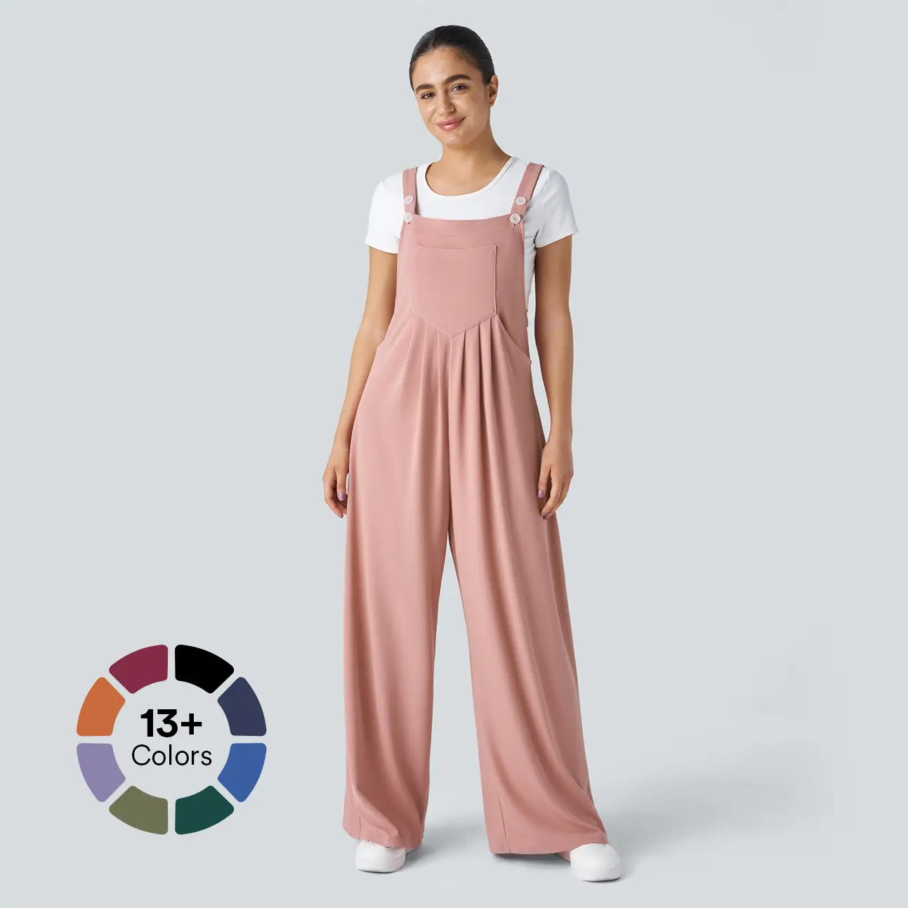 Halara Adjustable Strap Button Multiple Pockets Plicated Waffle Casual Overalls grey overalls girl#TikTokShopBacktoSchool