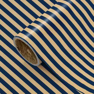 Blue Striped Kraft Paper Gift Wrapping Paper, 43cm X 300cm, Ideal for Birthday, Father's Day, Party Decor, DIY Crafts