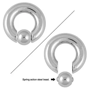 Captive Bead Ring with Spring Action Steel Bead (2, 0 & 00 Gauge)