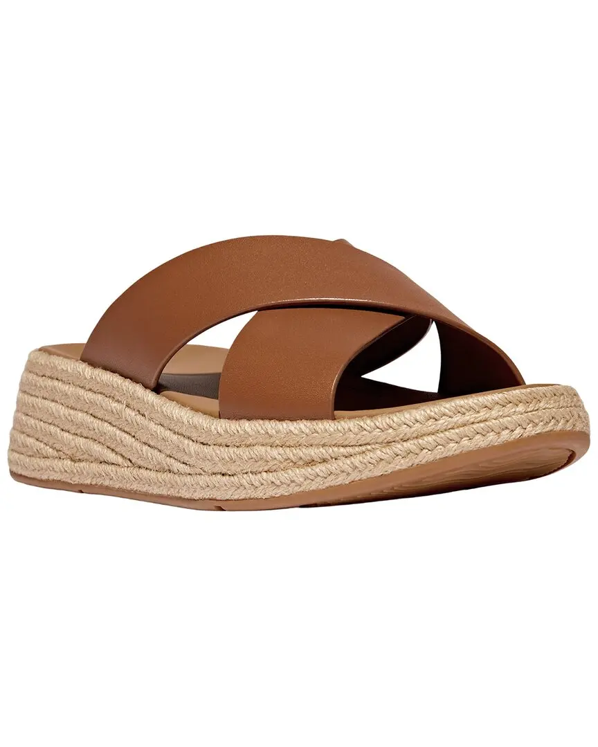 FitFlop F-Mode Espadrille Leather Flatform Cross Slide