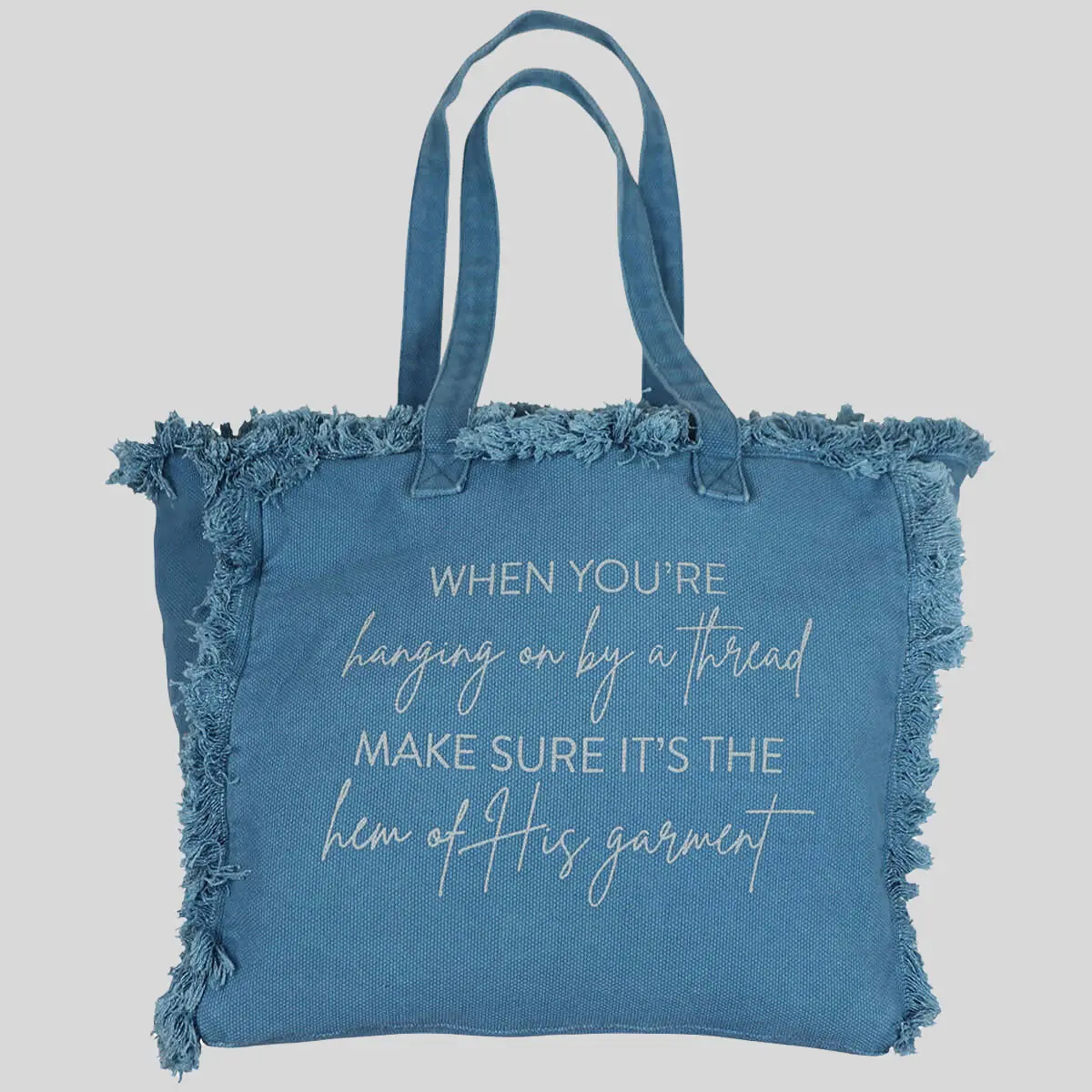 Women's Fringed Canvas Tote Bag with Inspirational Biblical Quote, Large Multi-Compartment Daily Carry with Top Handle and Zipper Pocket, Fringed Women's Tote Bags, Handle Strap, Christian-Themed Embroidery Graphic Women's Tote Bags