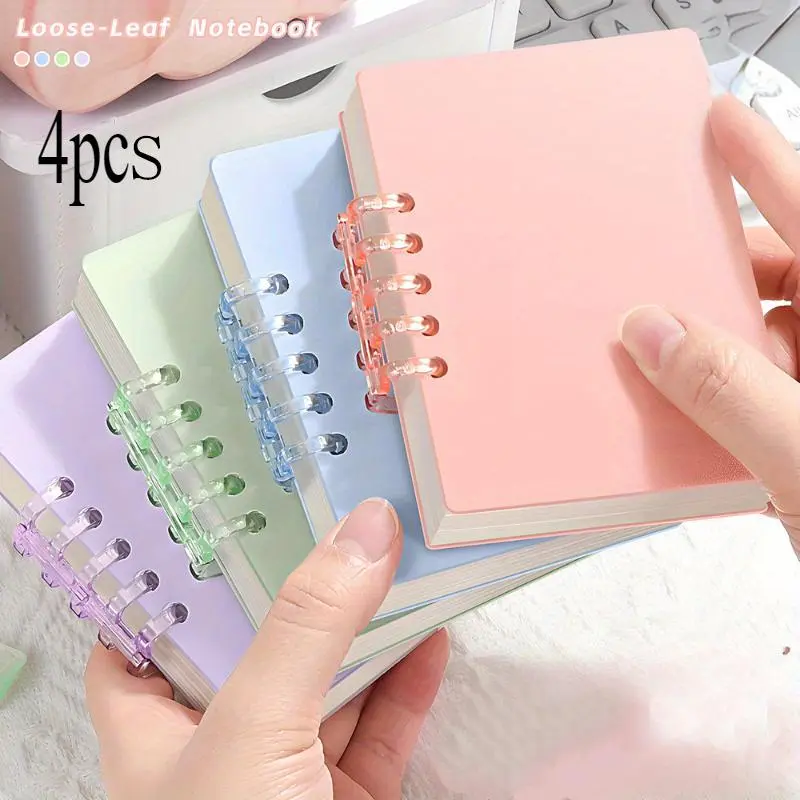 A7 Mini Notebook, 4 Counts Portable Spiral Notebook Journal, Detachable Coil Pocket Travel Diary Notebook, Stationery Supplies for Home School Office, Writing Stationery, Journaling Notebooks