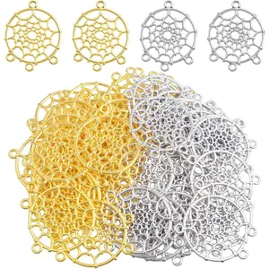 40pcs 2 Colors Dream Catcher Connector Charms Tibetan Style Dreamcatcher Chandelier Components Links Pendants for DIY Dangle Earrings Keyrings Jewelry Craft Making, 34 x 27 mm