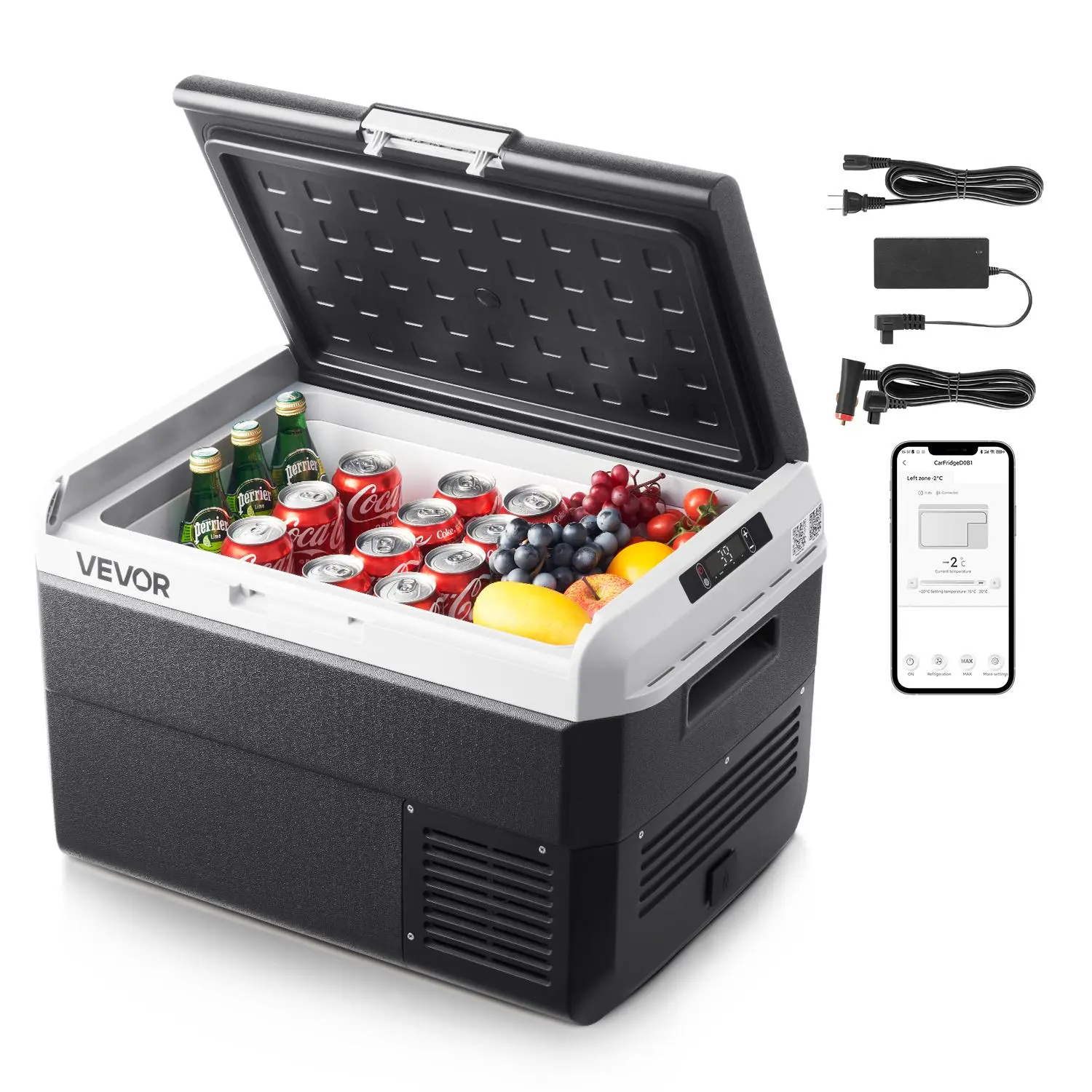 【SummerFinds】VEVOR 12 Volt Car Refrigerator, 42.3QT/40L Car Fridge, Portable Electric Cooler with -4℉~68℉ Adjustable Temperature, 12/24V DC and 100- 240V AC Compressor Freezer for Outdoor, Camping, Travel, RV