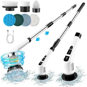 Electric Spin Scrubber, 1 Set USB Rechargeable Electric Bathroom Scrubber with 7 Replaceable Brush Heads, Power Spin Brush Scrubber for Cleaning Bathroom Tub Tile Floor, Cleaning Tool, Cordless Handheld Scrubber, Cordless Tub Scrubber