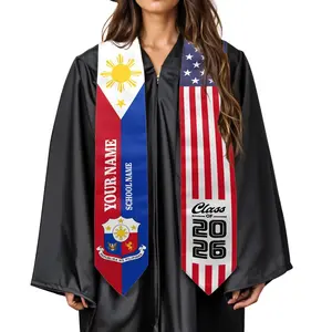 Philippines Flag Graduation Stole Personalized Name School Details, Class of 2026 Cultural Sash, Unique Senior Keepsake for College Ceremony Outfit