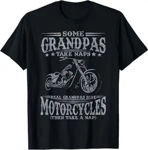 Real Grandpas Ride Motorcycles Take Naps Shirt, Funny Biker Grandpa Gift, Men Motorcycle Tee, Father's Day Present for Granddad, Cool Riding Apparel Graphic Top