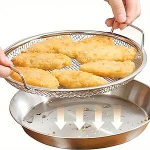 Stainless Steel Oil Filter Tray with Fine Mesh Basket, Fine Mesh Strainer, High Power Frying & Grilling Filter, Easy Clean Design for Home Kitchen Use