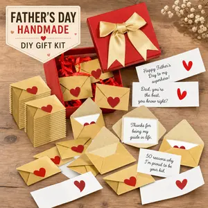 DIY Love Notes Box with Mini Blank Cards & Envelopes | Cute Valentine’s Day & Anniversary Gift for Boyfriend, Girlfriend, Him & Her Gift Packaging Meaningful Gifts i love you box for men Thick Cardstock、mid year sale、Father's Day gift