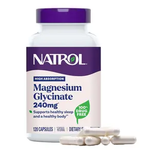 Natrol Magnesium Glycinate 240 mg, High Absorption Magnesium Supplement for Healthy Sleep and Body, 120 Capsules, Up to a 60 Day Supply
