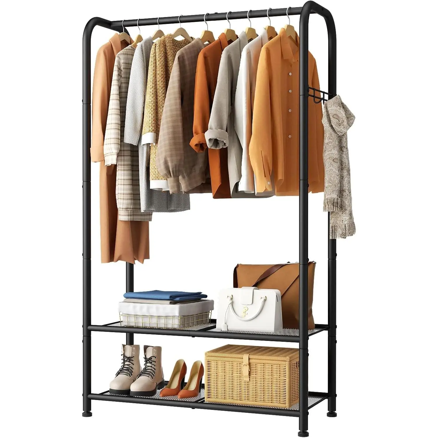 Clothing Racks For Hanging Clothes Rack Portable Closet Garment Coat Rack With Shelves Heavy Duty Hanger Stand Wardrobe Free Standing Closet