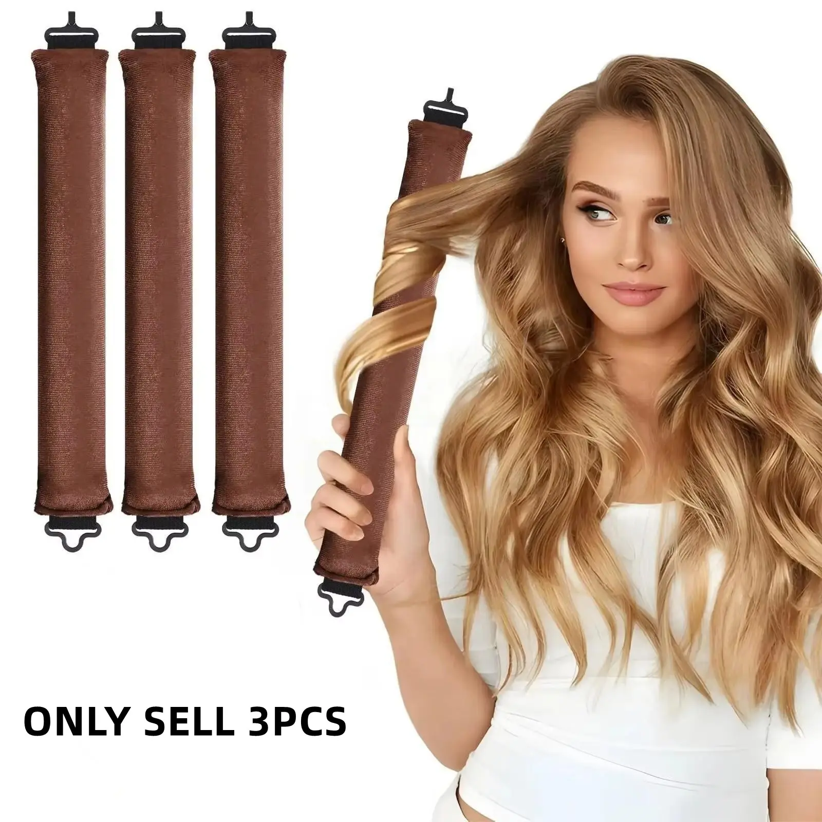 3Pcs Heatless Hair Curling Rod Headband No Heat Soft Flexi Rollers Lazy Curls with Hook Sleeping Heatless Curls Overnight Hair Styling Tool for Natural Look Heatless Hair Curler