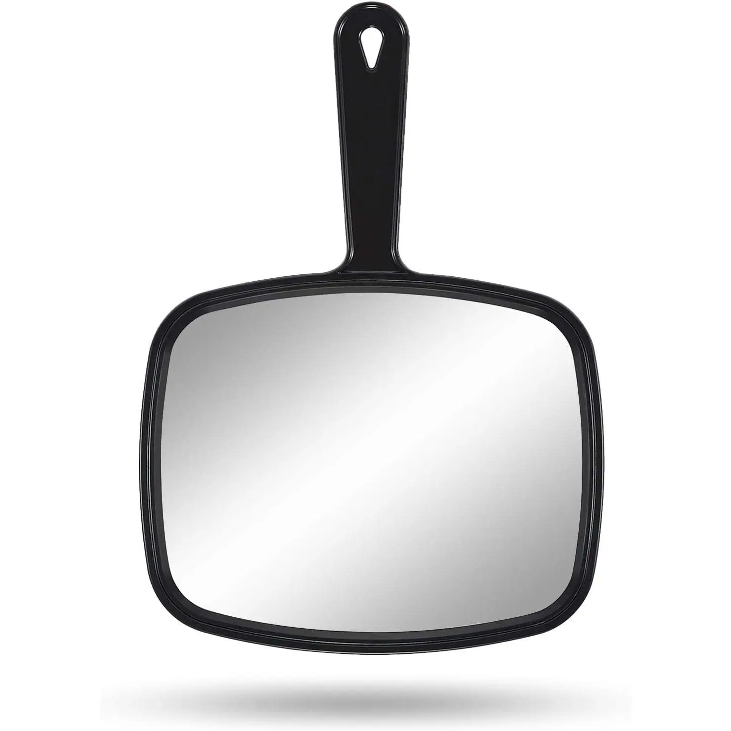 PROTECLE Basic Framed Travel Hand Mirror - Lightweight ABS-PP Glass Makeup Mirror, 10.3x7.4", 133g, Rectangle/Rounded Rect, Black Plain Frame with Handle, for Salon/Home Use, Customer Satisfaction Guaranteed