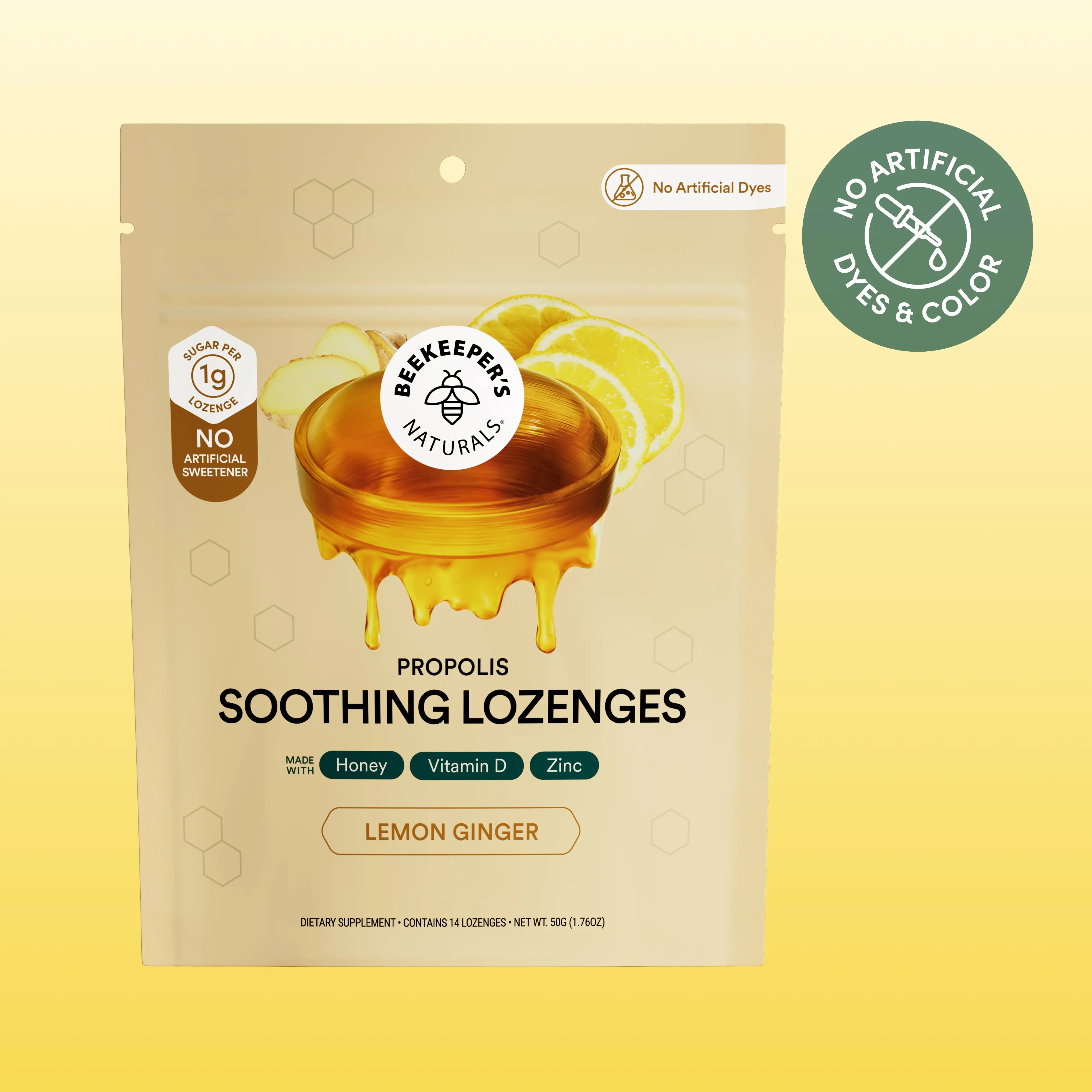 Ginger Lemon Soothing Edible Honey Lozenges, Healthcare Supplement for Immune System Support