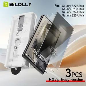 Bilolly [3-pack] Screen Protector, HD/Peeping Version, for Samsung Galaxy S25/S24 /S23 /S22 Ultra Screen Protector, [3-second installation] [3D curved full coverage] [Bubble-free] [Fingerprint-friendly] [Non-glass] 7H Screen Protector Ultra-clear Film