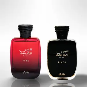 Rasasi Hawas Black EDP Black Spray Perfume & Hawas Fire Business Scented Perfume, Fragrance Bottles Gift Set