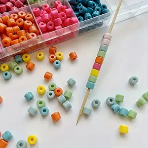 Multicolor 6mm Acrylic Cylindrical Beads - 100/200/300pcs Mixed Random, DIY Jewelry Kit for Bracelets, Necklaces