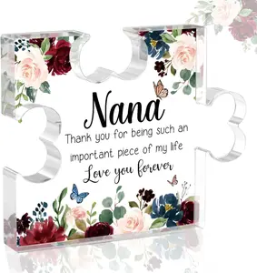 Nana Gifts, Nana Birthday Gifts, Unique Acrylic Puzzle-Shaped Plaque Desk Decorations, Nana Christmas Gifts for Nana Grandma Grammy Grandmother