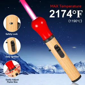 Yaesina 7.4 in Torch Lighter Refillable with Adjustable Jet Flame, Match-shaped Bright Fire Starter Lighter with Safety Lock & Switch Lock, Windproof Jet Blow Lighters with Big Butane Gas Tanks for Campfires, BBQ, Baking, & Gift (Excluding Butane)