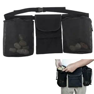 Rock Hounding Bag,Rock Foraging Belt,2 Mesh Picking Pouch Rock Collecting Bag with Adjustable Waistband,Outdoor Rock Hunting Bags Equipment Lightweight and Sturdy to Wear Around Waist